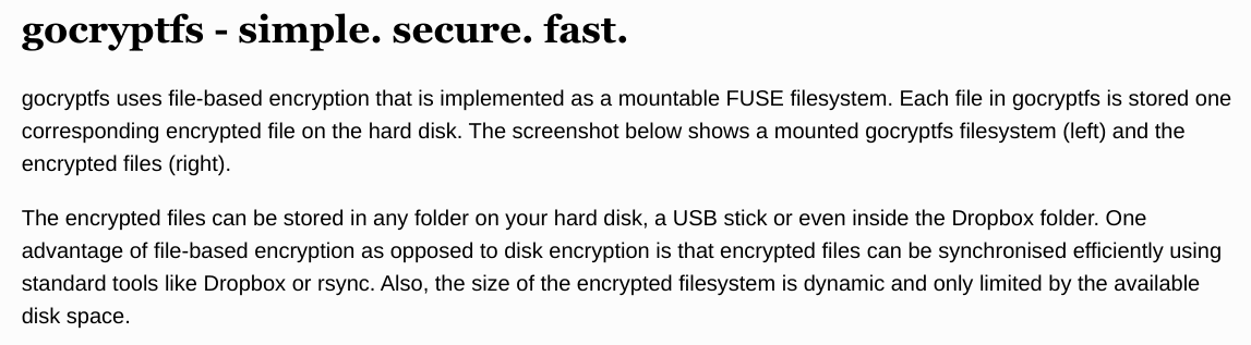 ⑤オーバーレイファイルシステム暗号化「gocryptfs」