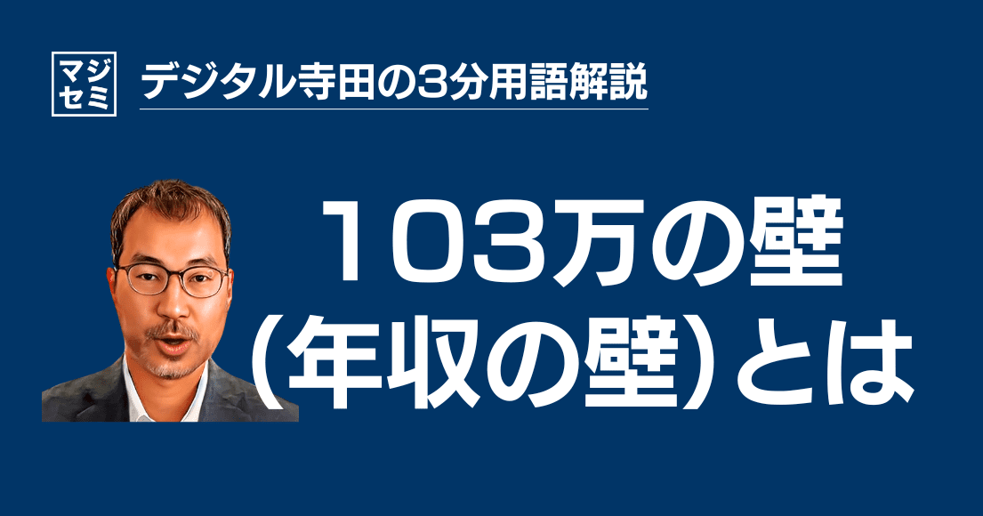 【デジタル寺田の３分用語解説】 「 103万の壁 」（年収の壁）とは？🧱